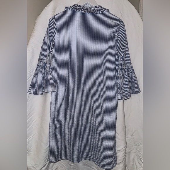 HOLLY SHAE DESIGN | CAROLINE DRESS SEERSUCKER | BELL SLEEVES | BLUE | SZ SMALL - Picture 5 of 13